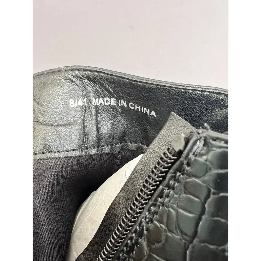 TOPSHOP Kai Zip Black Chelsea Croc Embossed Boots Men's Size 8 US / 41EU NEW